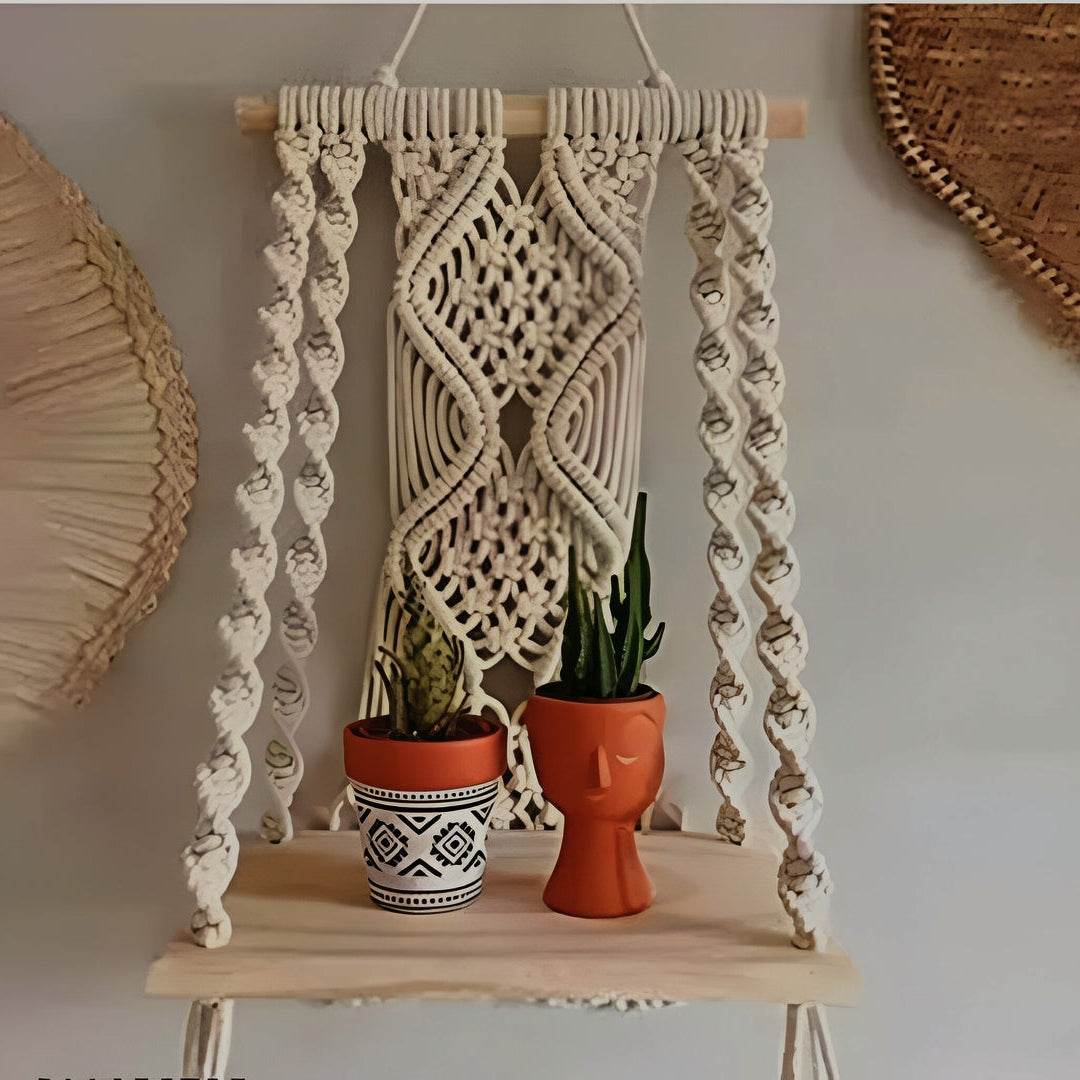 Mini Macrame Woven Shelf